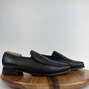 Mens Barker England Leon Black‎ Deerskin Leather Casual Loafers Size US 10.5 GUC